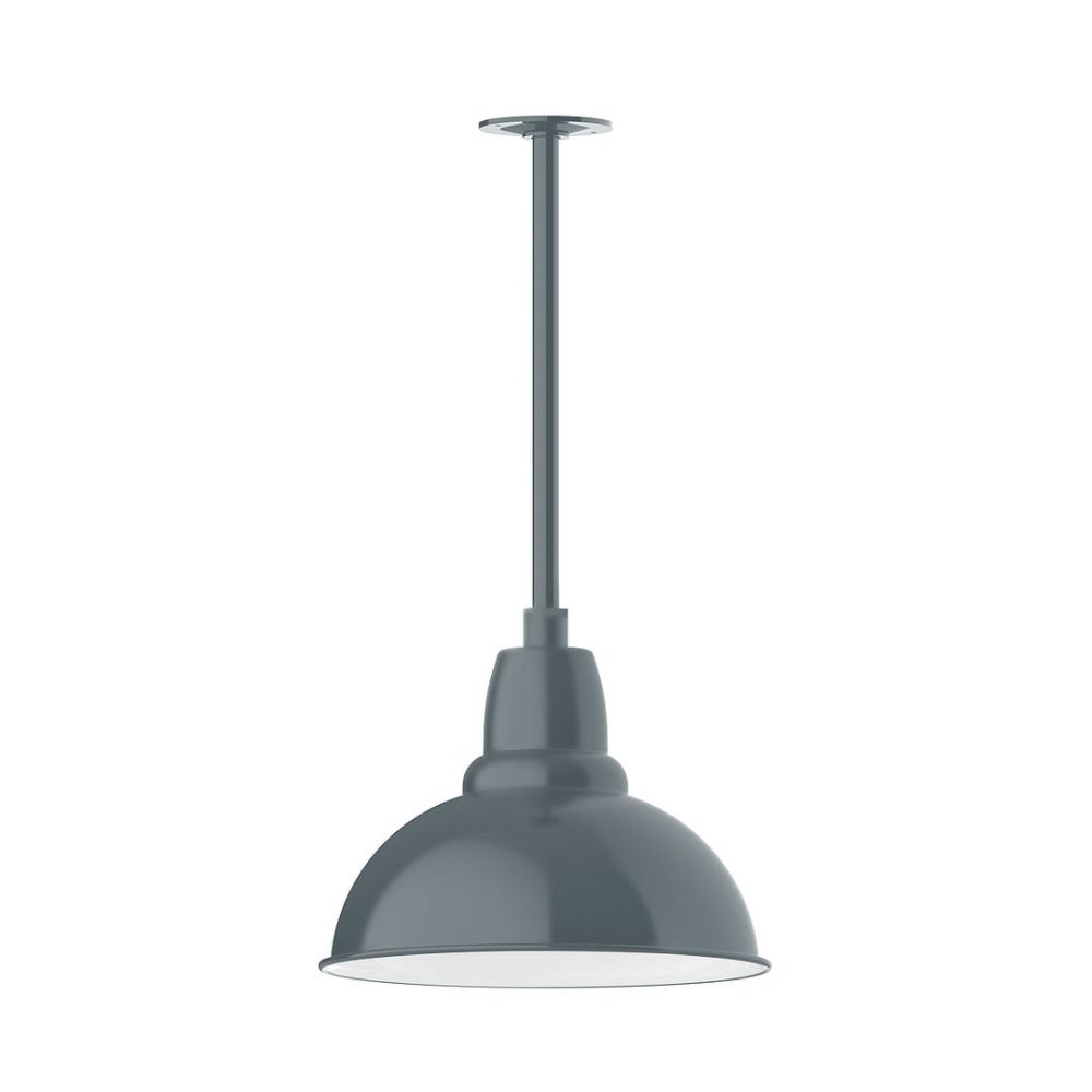 Montclair Lightworks STA107-40-H30-L13 14" Cafe shade, stem mount LED Pendant with canopy, Slate Gray